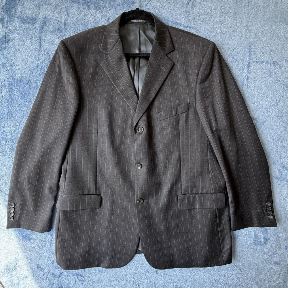 Gianni Benardi 54R Mens Blazer Super 120s Wool Angelico Italy Gray Pinstripe